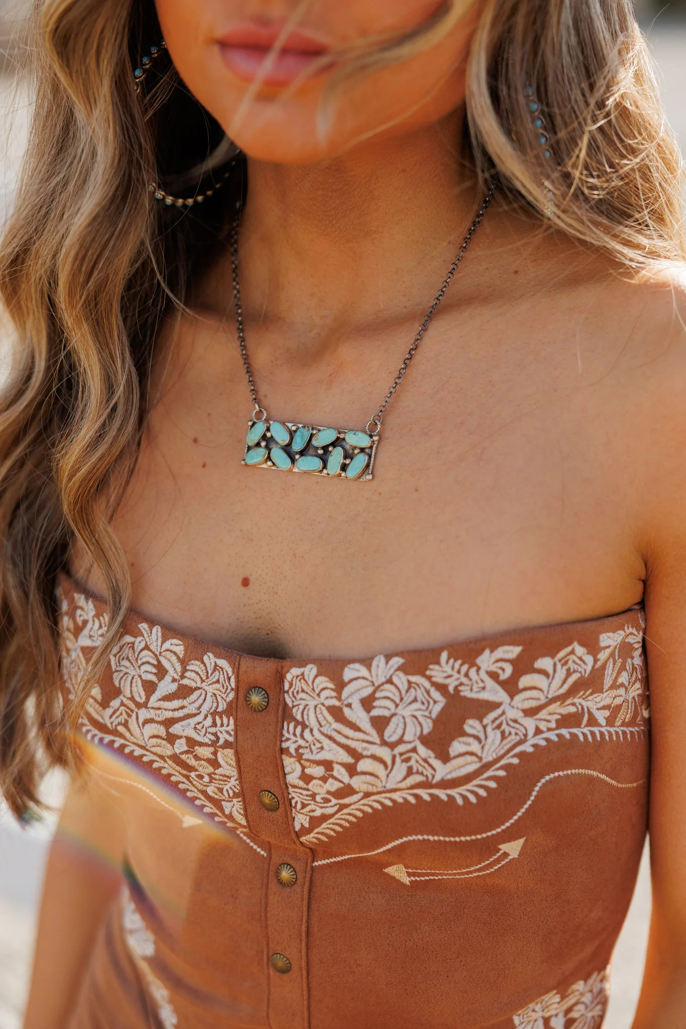 The “Aspen" Kingman Turquoise and Sterling Silver Necklace | Glitzy Bella