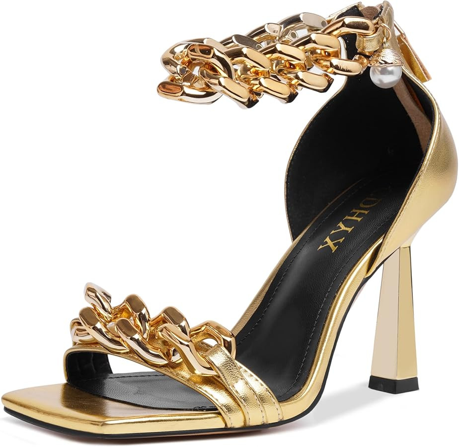 Women's Stiletto High Heels Sexy Square Open Toe Shoes Formal Wedding Party Classic Heeled Sandal... | Amazon (US)