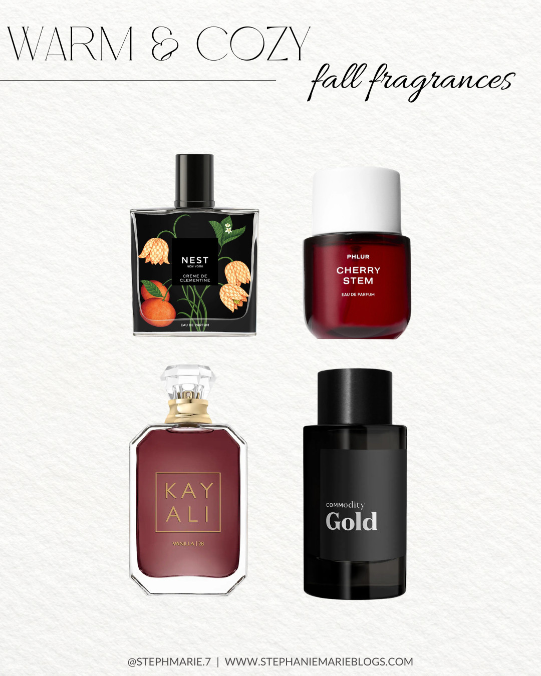 Warm, cozy fragrances I can’t stop reaching for this fall! Think rich vanilla, warm woods, juicy cherry, and a little something sweet. These four are perfect for the season and each brings something a little different!  

 #LTKOver40 #LTKBeauty