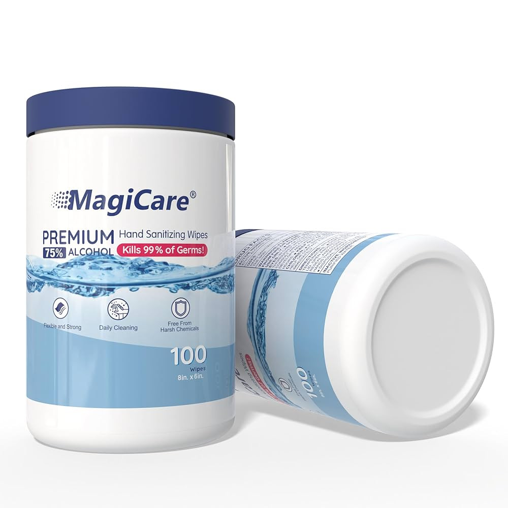 MagiCare 75% Large Alcohol Wipes (2 Canisters) - Hand Sanitizing Wipes - Hand Sanitizer Wipe, Uns... | Amazon (US)