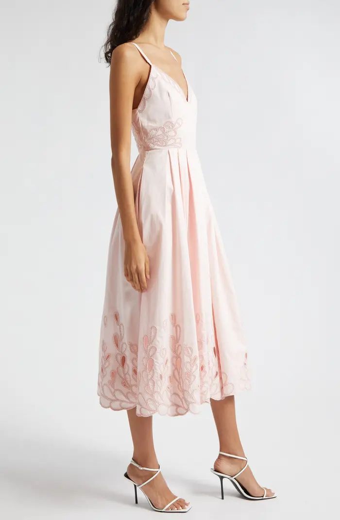 Cinq à Sept Maude Braid Detail Cotton Midi Dress | Nordstrom | Nordstrom
