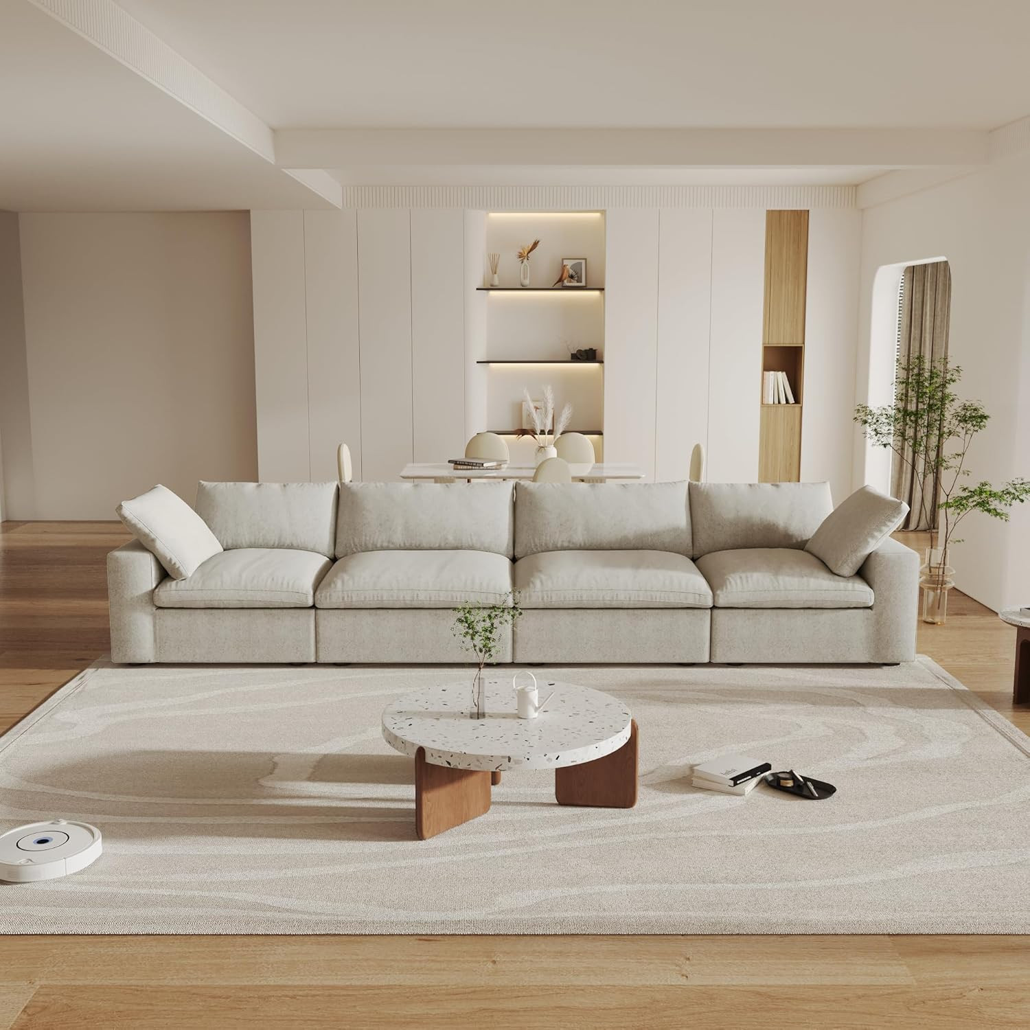 Cloud Modular Sectional Sofa Couch,160" Convertible Couches Wide 4 Seater Sofa for Living Room,Minimalist Deep Sofa Couches,Covers Washable&Replaceable(Khkai) | Amazon (US)