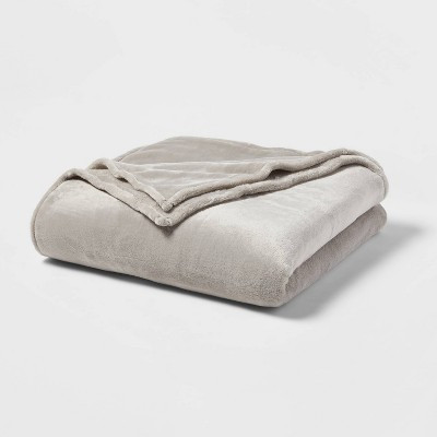 King Microplush Bed Blanket Gray - Threshold™: Cozy Polyester, Traditional Style, No Fill, Year-Round Comfort | Target