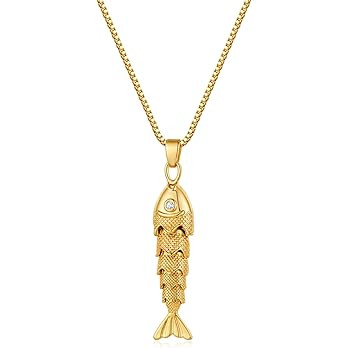 YUJIE Dainty Fish Pendant Necklace for Women 14k Gold Plated Ocean Fish Charm Necklace Summer | Amazon (US)