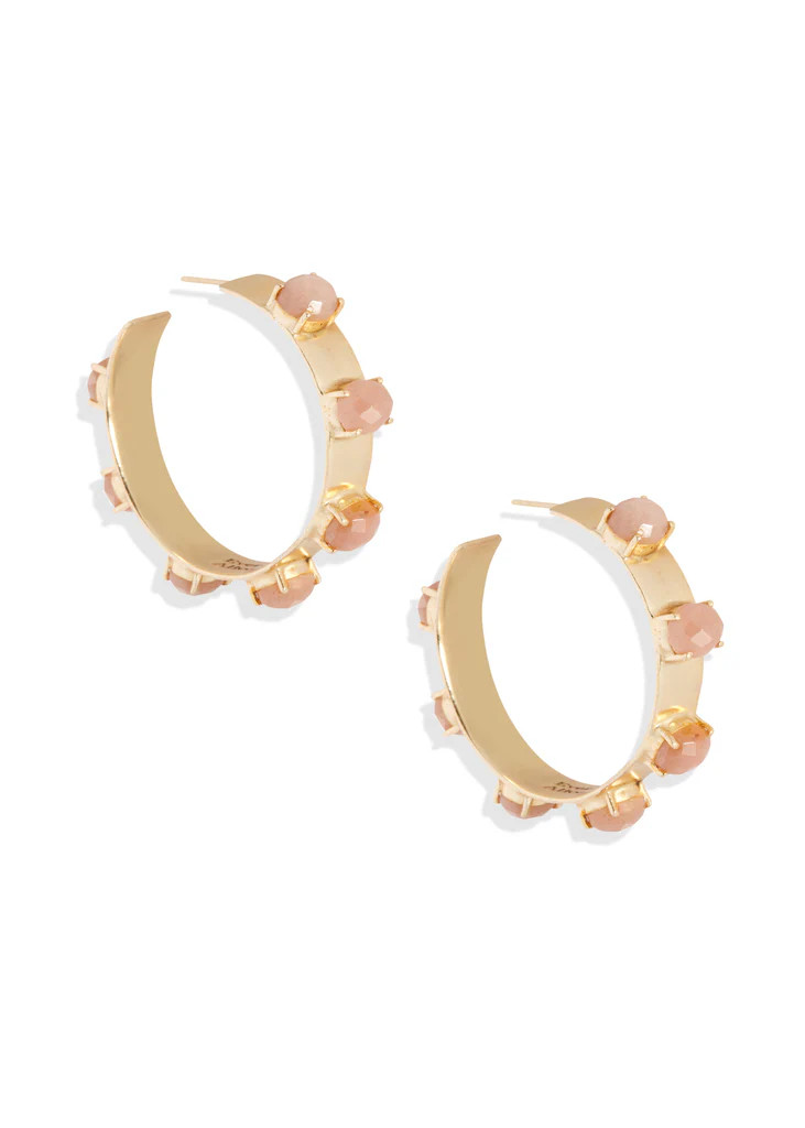 Maria Hoop Earrings | Peach Moonstone | Ever Alice Studio