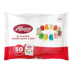 Albanese World's Best Gummi Snack Packs, 12 Flavor Gummi Bear Cubs, 50 mini packs of Candy | Amazon (US)
