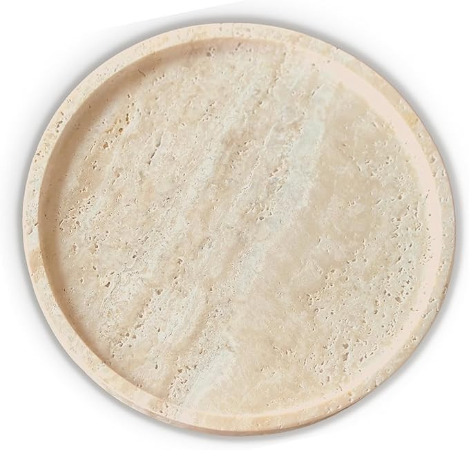 tastebytal Travertine Stone Round Tray - Exquisitely Handcrafted Luxury Home Decor | Elegant Acce... | Amazon (US)