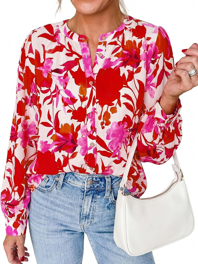 PRETTYGARDEN Womens Floral Button Down Boho Tops | Amazon (US)