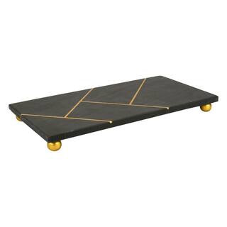 GAURI KOHLI Oslo 14 in. x 7 in. Black Stone Serving Platter-GK5100 - The Home Depot | The Home Depot