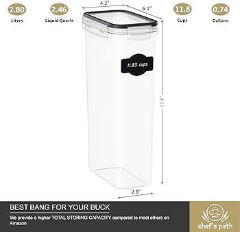 Chef's Path Airtight Food Storage Containers (Set of 4, 2.8L) - Tall for Pantry & Kitchen Organiz... | Amazon (US)