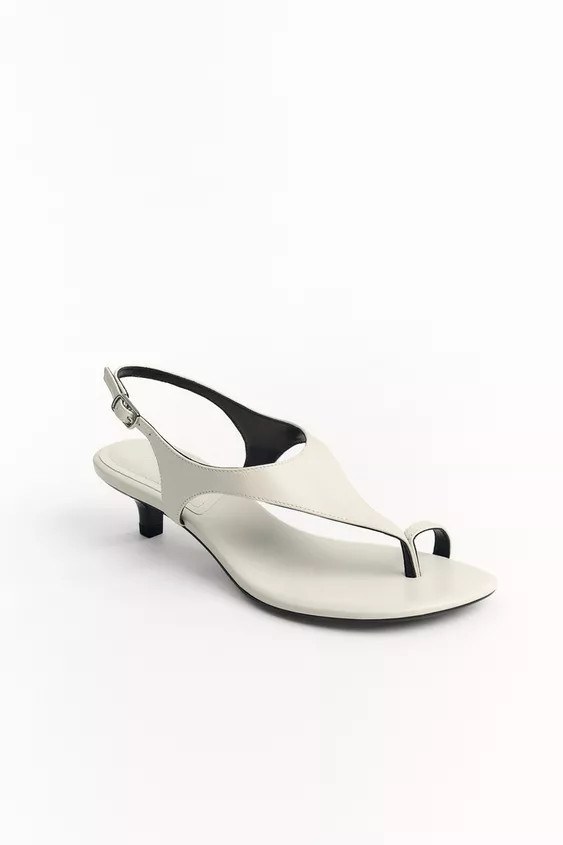 LEATHER KITTEN HEELED SANDALS | Zara US