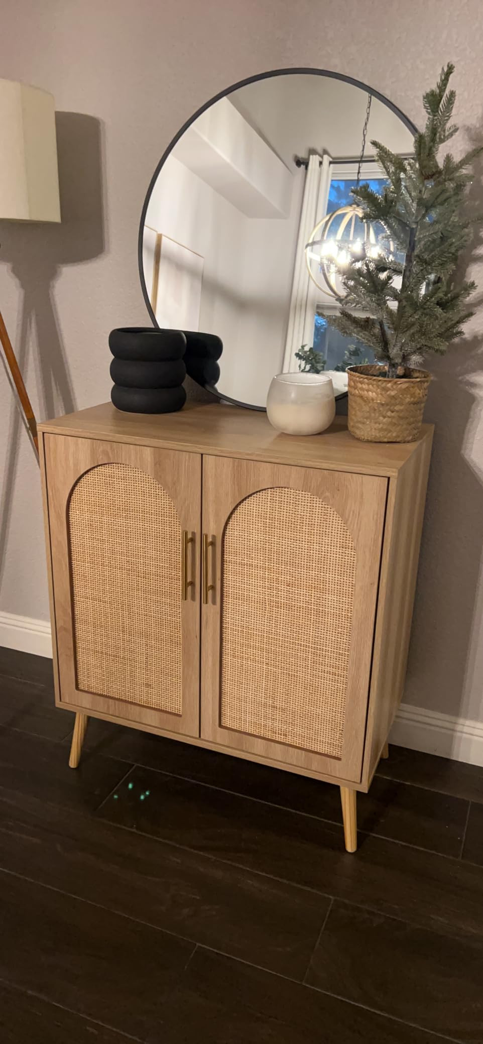 Rovaurx Rattan Storage Cabinet with Doors, Accent Bathroom Floor Cabinet, Modern Sideboard Buffet Ca | Amazon (US)