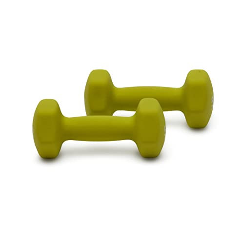 Amazon Basics Neoprene Dumbbell Hand Weights, 5 Pounds, Pair, Green | Amazon (US)