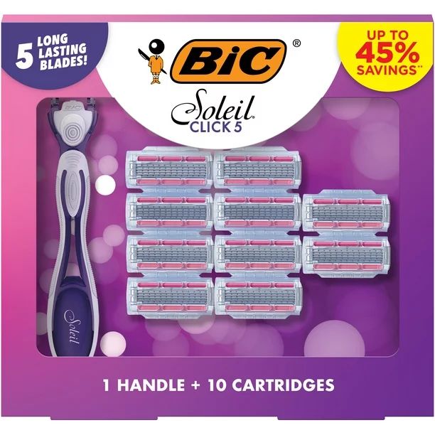 ($22 Value) BIC Holiday Women's Gift Set, Soleil Click 5 Disposable Razors, 5 Blade, 1 Handles an... | Walmart (US)