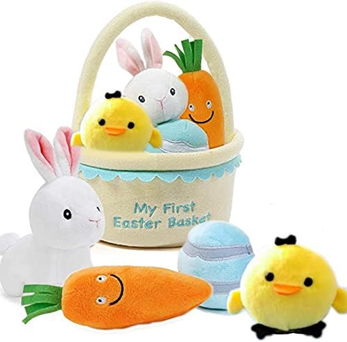 6 Pcs Easter Basket -My First Easter Basket Stuffed Plush Playset Baby's First Easter Basket Stuffed | Amazon (US)