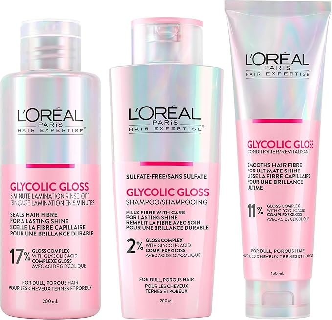 L'Oréal Paris Hair Expertise Glycolic Gloss Shine Trio Set, With Glycolic Acid For Shine and Smo... | Amazon (CA)