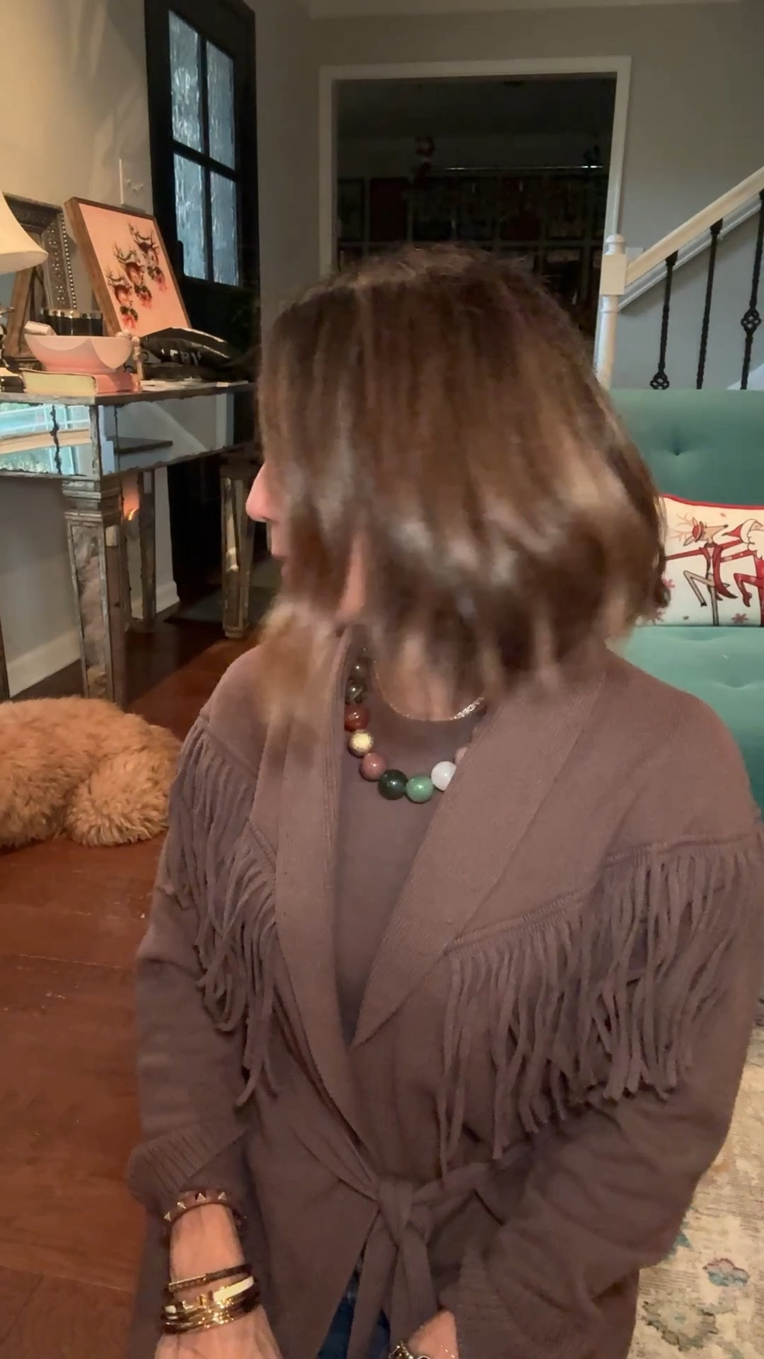 Fringe sweater 
Gum ball necklace code Courtney15

#LTKootd #LTKHoliday #LTKSeasonal