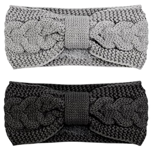 DRESHOW Winter Headbands for Women Wool Crochet Ear Warmer Headband Soft Knit Chunky Turban Stretch Thick Fuzzy Head Wrap | Amazon (US)