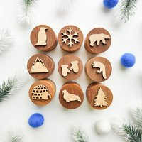 Winter Play Dough Stamps. Wooden Arctic Animals Stamper Set For Toddlers & Preschoolers | Etsy (US)