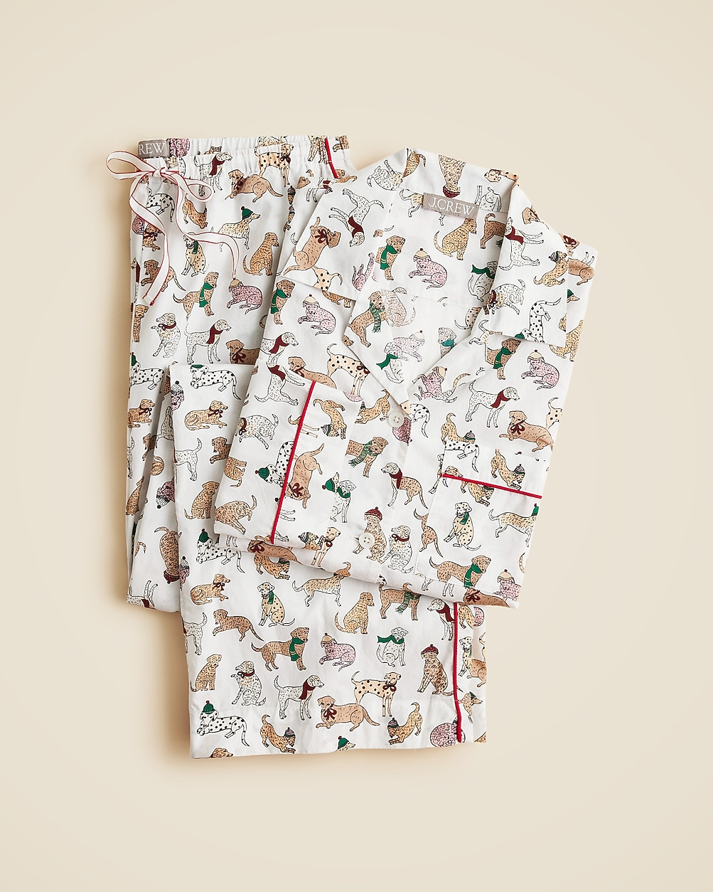 Cotton poplin pajama pant set in snow dogs print | J. Crew US