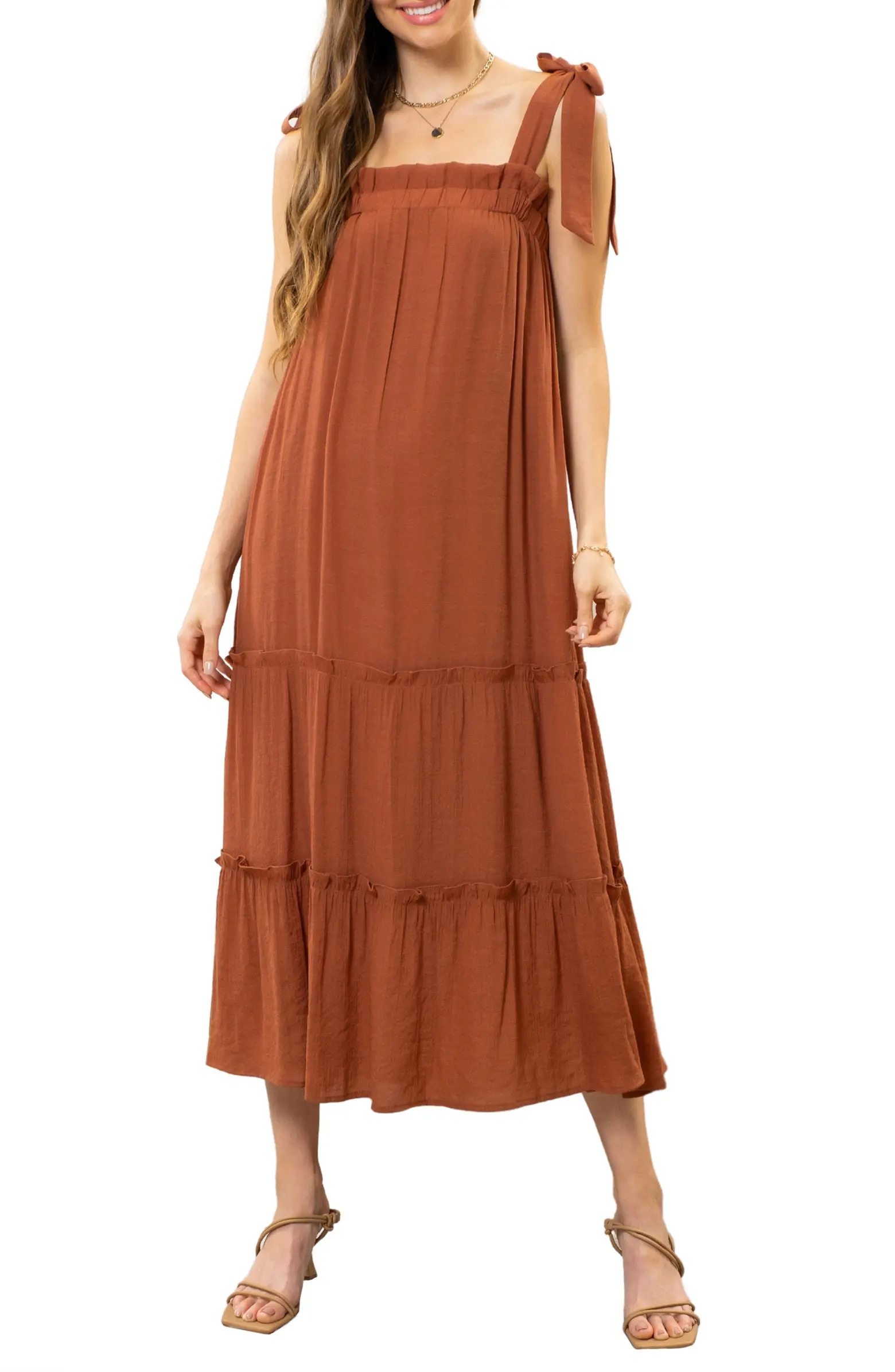 Tie Strap Tiered Midi Dress | Nordstrom Rack