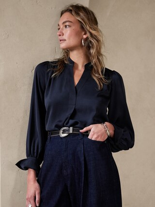 Volume-Sleeve Blouse | Banana Republic Factory