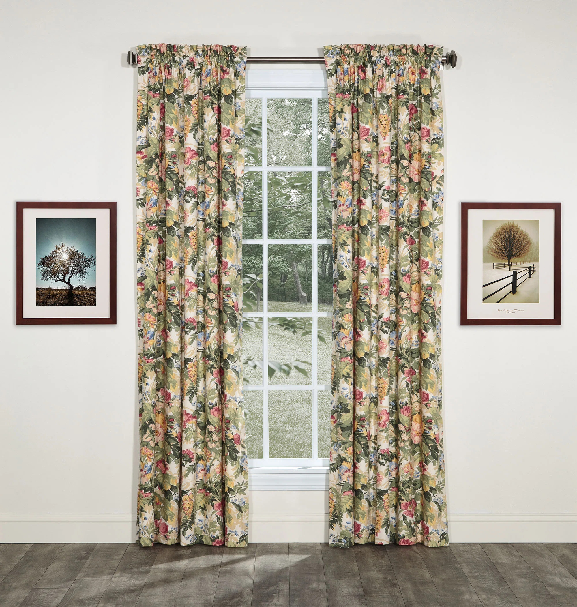 Virginia Multi Traditional Cotton Floral Rod Pocket Panels (Set of 2) | Wayfair North America