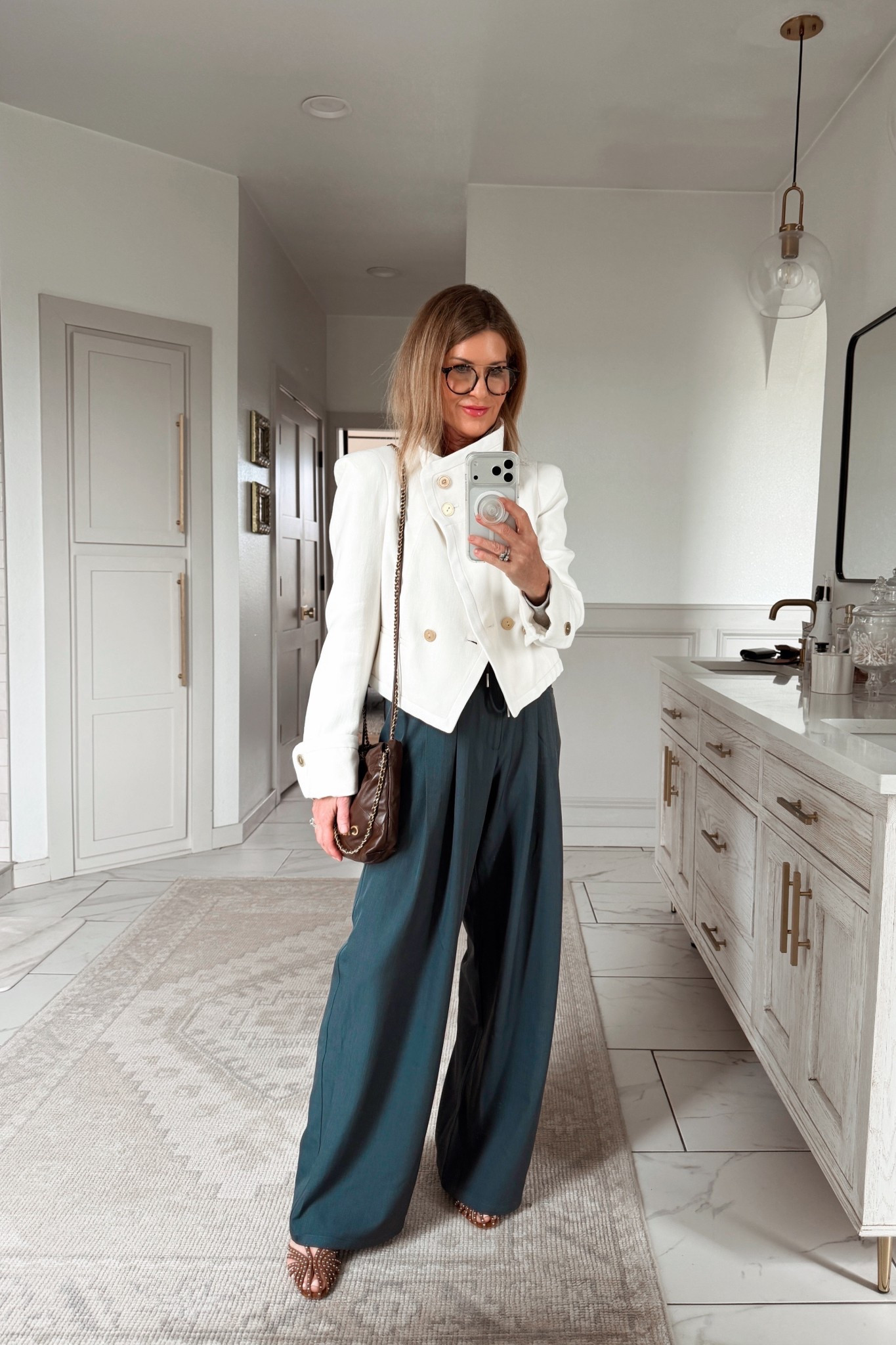 What I wore to dinner 
Slouch tie up pants size small; consider sizing down 
Jacket Zara size smalll