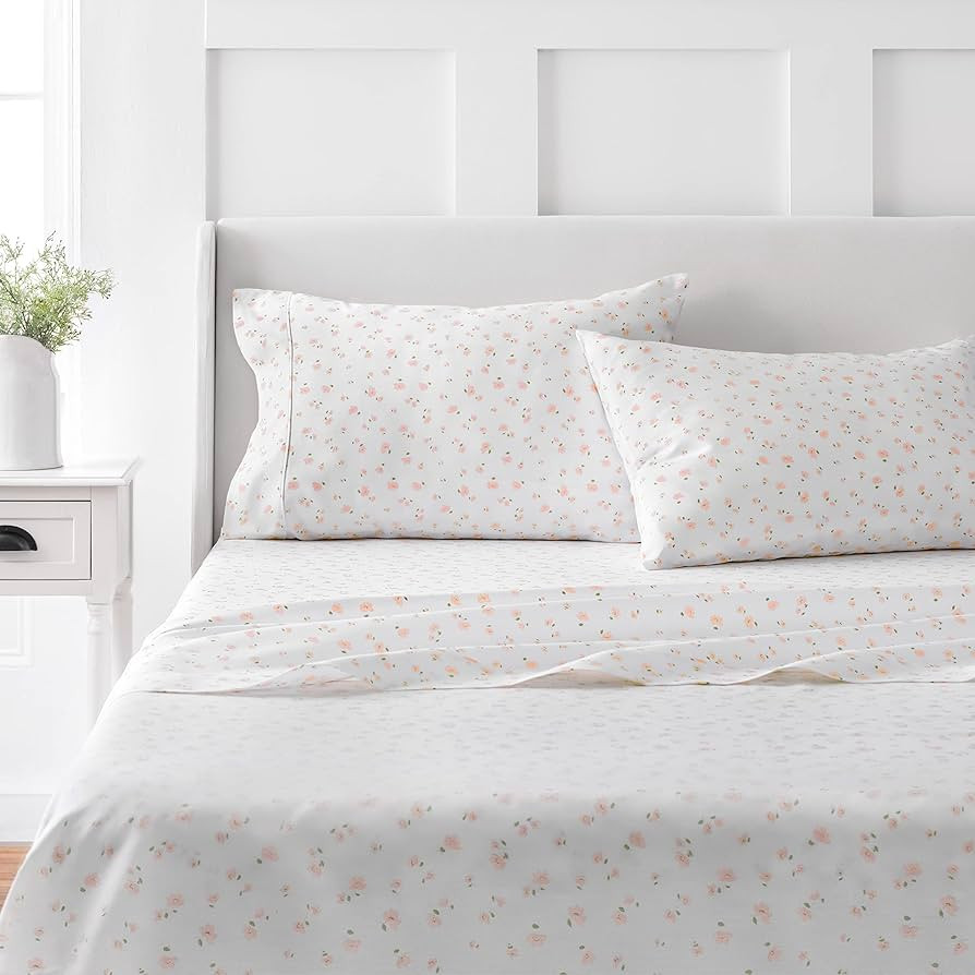 MARTHA STEWART 100% Cotton King Sheet Set - 4 Piece, Soft, Smooth, Durable, Easy Care, 16" Deep P... | Amazon (US)