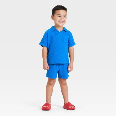 Toddler Boys' Americana Jacquard Set - Cat & Jack™ Blue 12M | Target