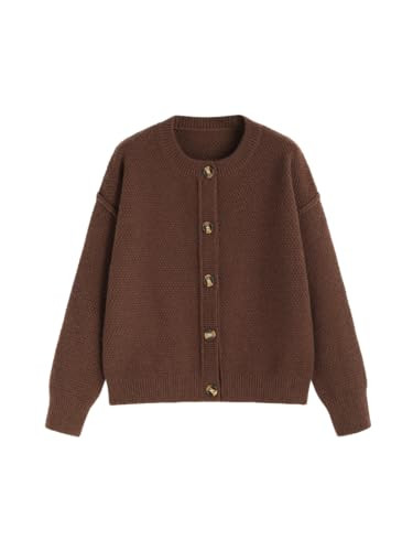 CIDER Women's Knit Cardigan Button Down Crew Neck Long Sleeve Open Front Thick Outerwear Winter O... | Amazon (US)