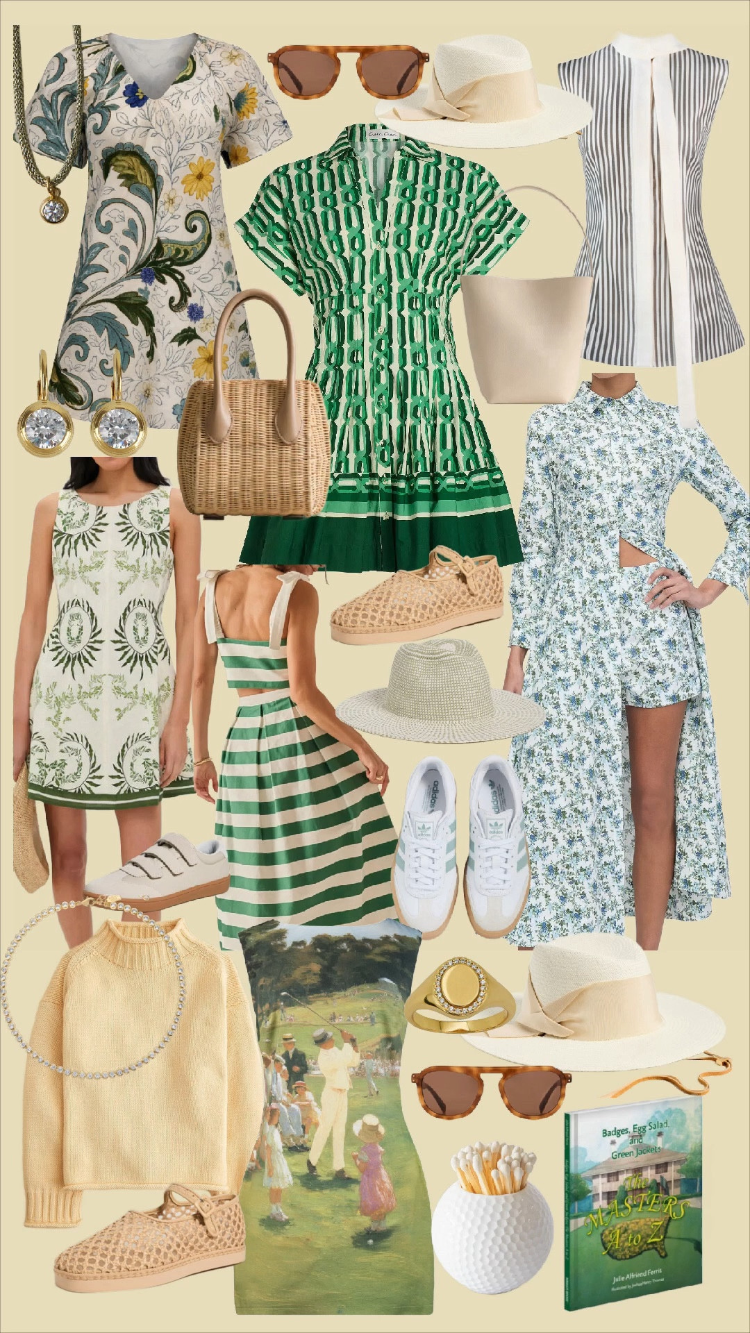 The Masters-ready roundup is here 💚⛳️—think classic greens, fresh florals, and effortless pieces you can wear from the course to cocktails. This edit is giving timeless, tailored, and just the right touch of Southern charm. Saving this one for all your spring outings (and yes… everything is SO good for Augusta-inspired dressing 😉).

Shop the look:
• Green printed mini dress (tailored fit & feminine silhouette)
• Blue & green floral midi dress (lightweight + flowy)
• Green striped shirt dress (easy, everyday chic)
• Green & white stripe two-piece set (top + midi skirt)
• White & green embroidered shift dress
• Sleeveless striped blouse (perfect tucked or layered)
• Woven raffia tote bag
• Neutral structured tote
• Straw sun hats (wide brim + classic weave)
• Brown oversized sunglasses
• Gold pendant necklace
• Gold drop earrings
• Woven lace-up flats
• White Adidas sneakers
• White velcro sneakers

Hashtags:
#MastersStyle #MastersOutfits #AugustaStyle #SpringStyle #GrandmillennialStyle #ClassicStyle #SouthernStyle #PreppyStyle #LTKSeasonal #LTKFinds #LTKStyle #LTKUnder100 #SpringOutfits #GolfStyle #ResortWear #EasterStyle #TimelessStyle #FeminineStyle #GreenOutfit #FloralStyle