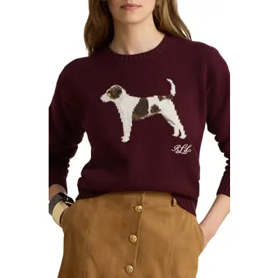 Intarsia Knit Cotton Crewneck Sweater | Nordstrom