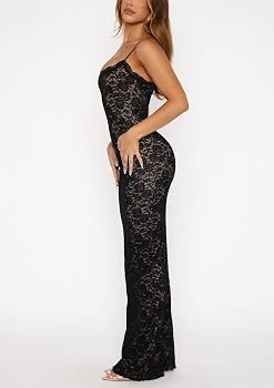 Women's Lace Maxi Dress Spaghetti Strap Slim Fit Sleeveless Gown with Lace Bust for Evening & Par... | Amazon (US)