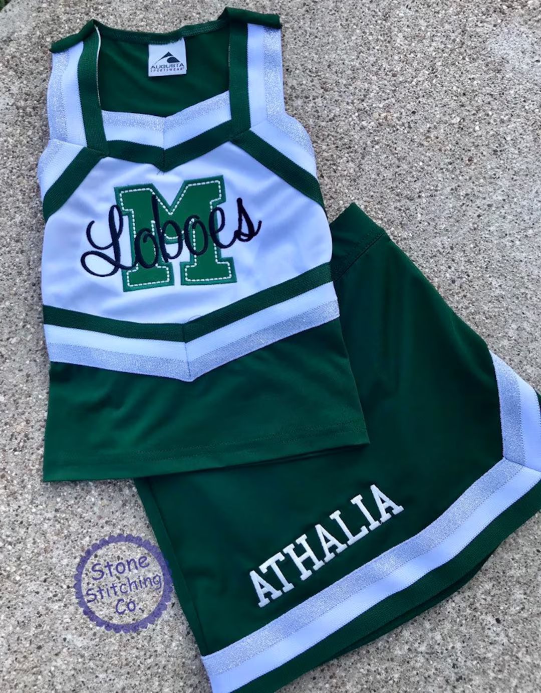 Green & White Cheer Uniform Customized Cheerleading Uniform - Etsy | Etsy (US)