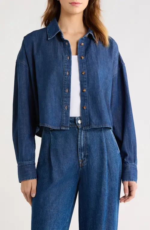 Favorite Daughter The Ex-Boyfriend Crop Shirt in Mesa at Nordstrom, Size Medium | Nordstrom