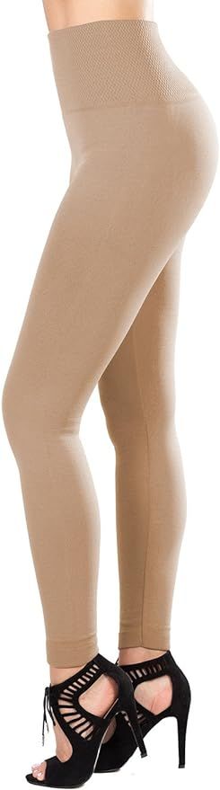 SATINA Fleece Lined Leggings High Waist Compression Slimming Warm Opaque Tights | Amazon (US)