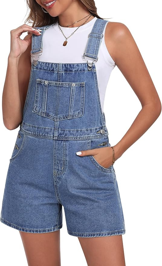 Skirt BL Denim Overall Shorts for Women Casual Adjustable Straps Bib Jean Short Overalls Shortall... | Amazon (US)