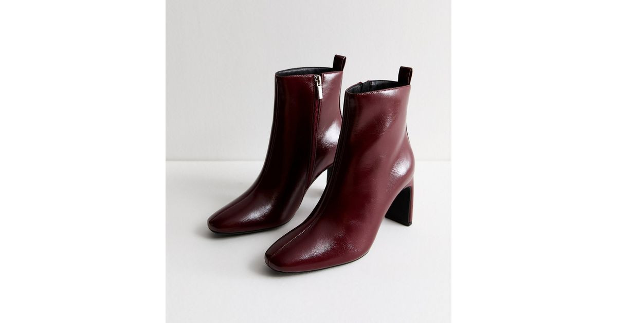 Burgundy Square-Toe Ankle Boots
						
						Add to Saved Items
						Remove from Saved Items | New Look (UK)