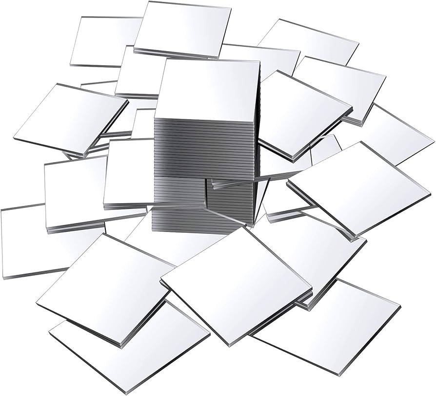 50 Pieces Mini Size Square Mirror Adhesive Small Square Mirror Craft Mirror Tiles for Crafts and ... | Amazon (US)