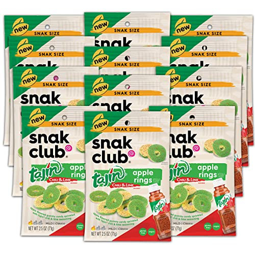 Snak Club Tajin Apple Rings, Sweet & Tasty Gummy Snacks, 2.5oz Snack Size, 12 Count | Amazon (US)