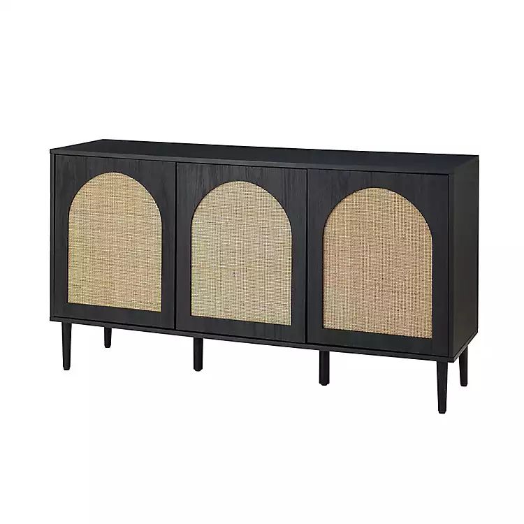 Black Wood and Cane Arched Sideboard Cabinet | Kirkland's Home