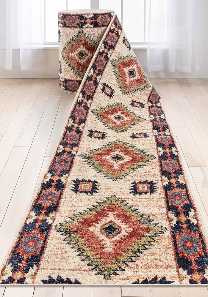 Well Woven Custom Size Hallway Stair Runner - Choose Your Length - Lizette Ivory Traditional Meda... | Amazon (US)