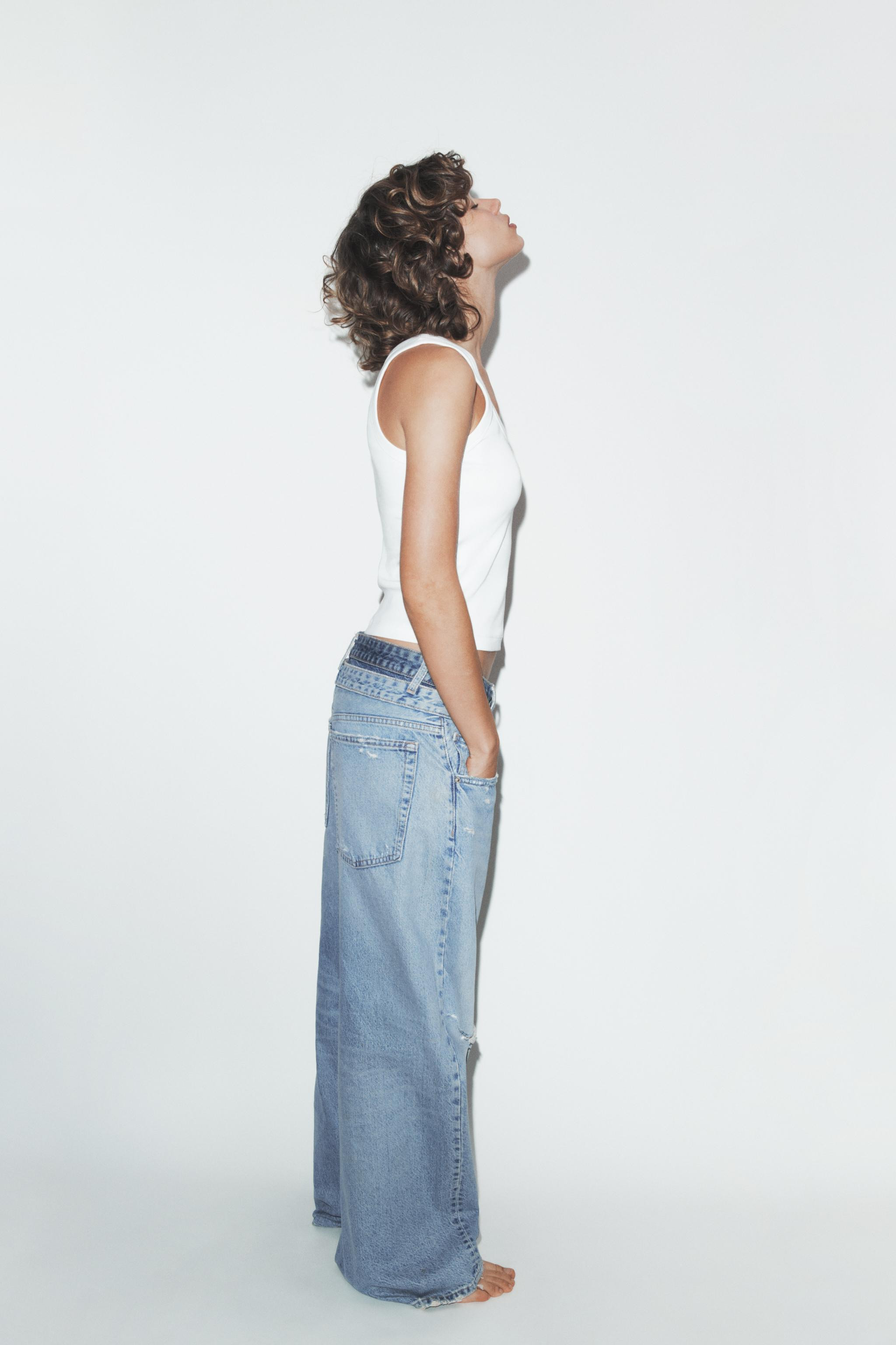 TRF DOUBLE WAIST MID-RISE STRAIGHT JEANS | Zara US