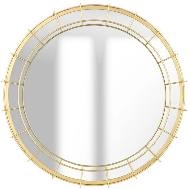 Gallery Solutions 20" Caged Wire Round Wall Mirror, Gold | Walmart (US)