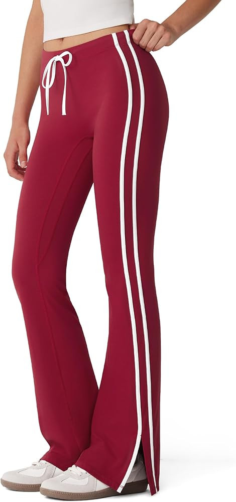 MOOSLOVER Women Flare Leggings Side Stripe Split Bell Bottom Track Pants | Amazon (US)