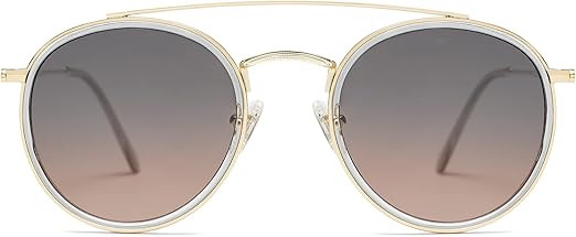 SOJOS Retro Round Double Bridge Polarized Sunglasses for Women Men Vintage Circle UV400 Sunnies S... | Amazon (US)
