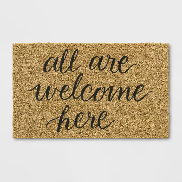1'6"X2'6" All Are Welcome Here Tufted Doormat Beige - Threshold™ | Target