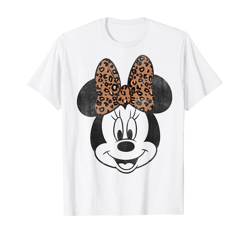 Disney Mickey And Friends Minnie Mouse Leopard Bow Portrait T-Shirt | Amazon (US)