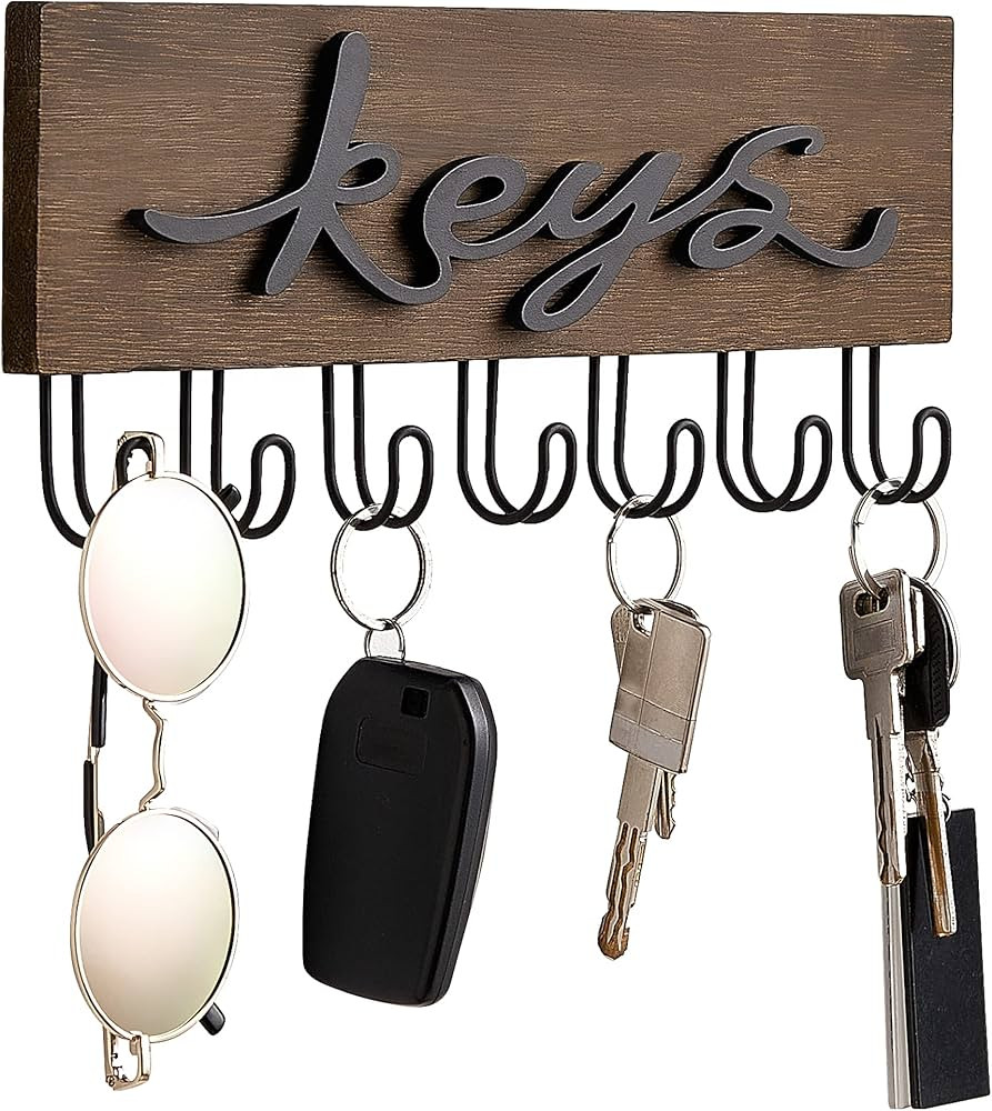 Mkono Key Holder for Wall Decorative with 7 Hooks, Wall Mounted Keys Hanger Organizer Rustic Wood... | Amazon (US)